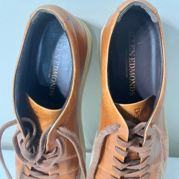 Allen Edmonds CourtsideMens 11 D Brown Leather Lace Up Sneakers